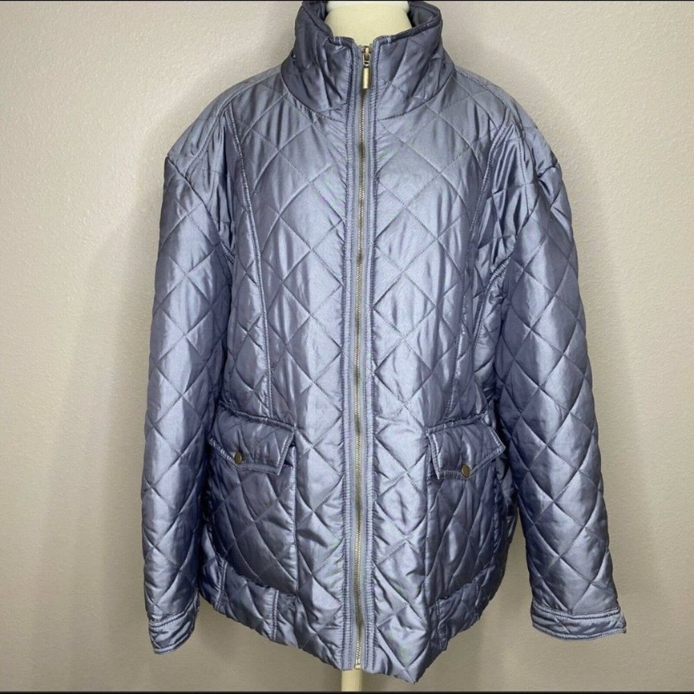 Jane ashley Silver Quilted Puffer Coat Jacket
